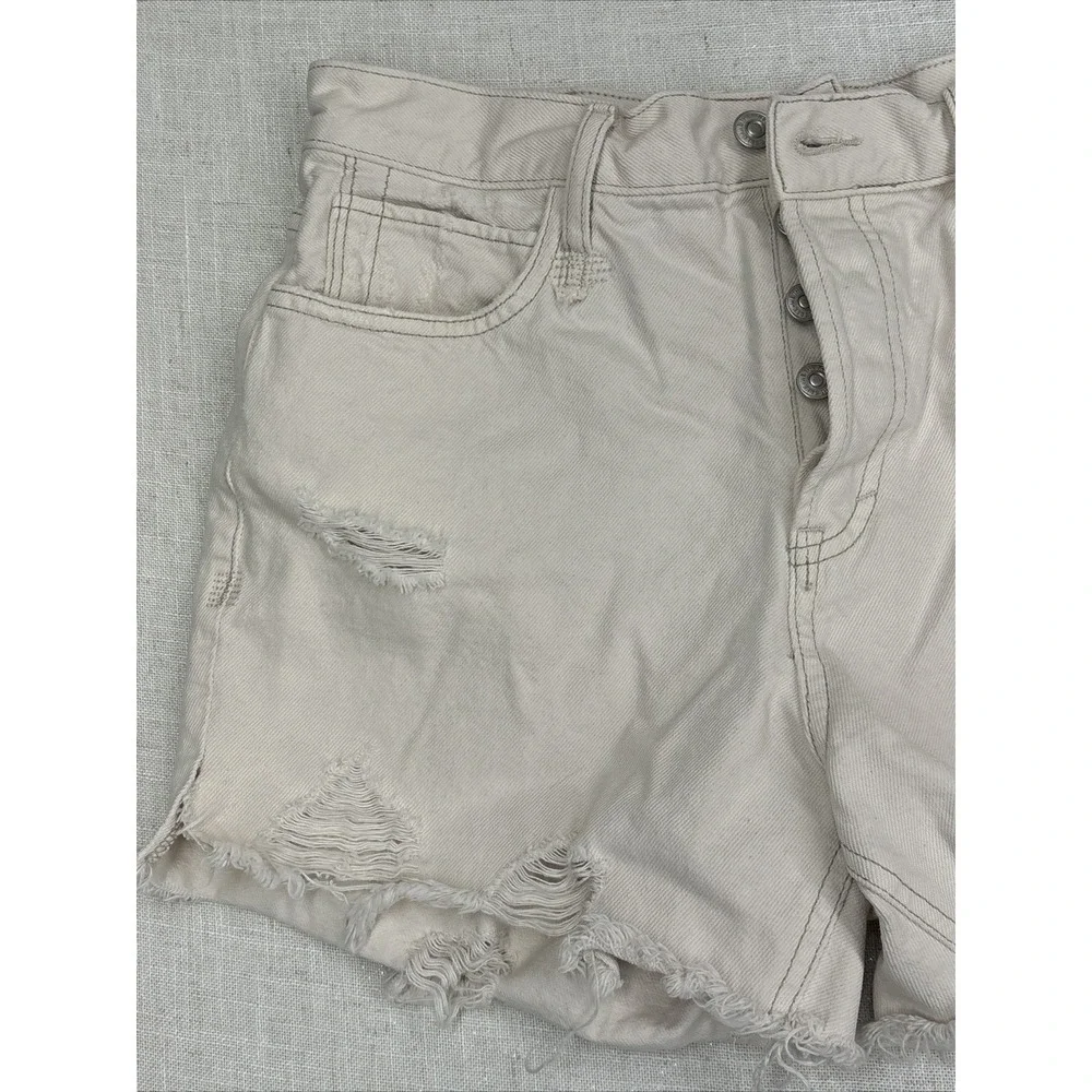 We The Free Women's 26 Button Fly Shorts, Off-White,‎ Distressed, Free People